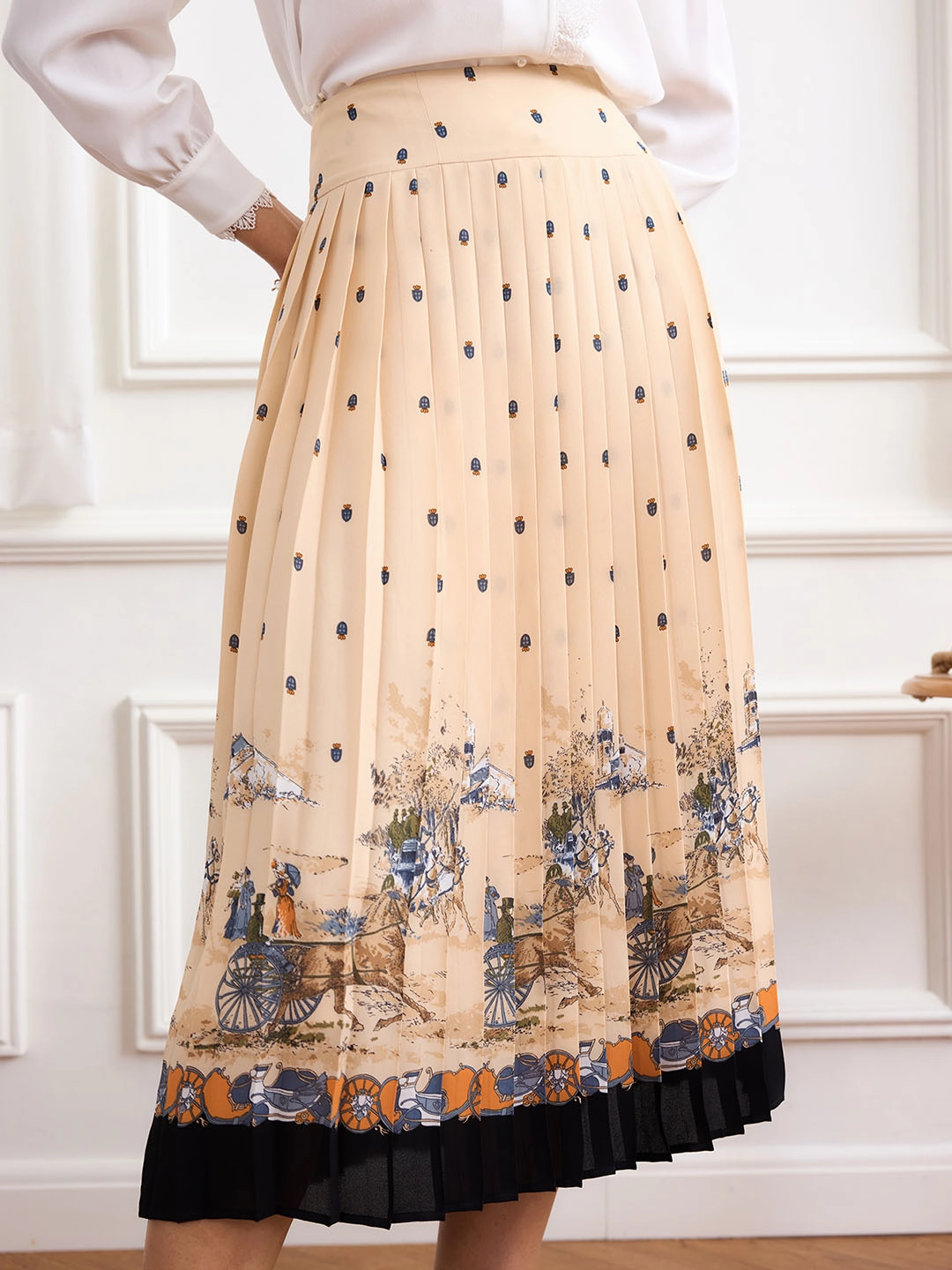??Final Sale??Kaitlyn Figure Graphic Pleated Skirt TouchscreenCompatiblePockets