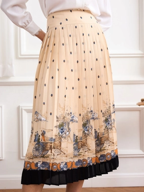 ??Final Sale??Kaitlyn Figure Graphic Pleated Skirt TouchscreenCompatiblePockets
