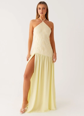 Modern Waist Flawless Waist Fit Janelle Beaded Maxi Dress - Yellow