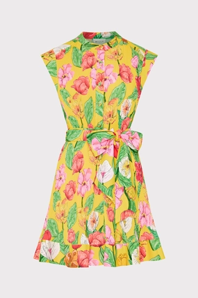 Joan Tulip Rosette Pleated Dress Casual Style Wear Trendy wrap gown