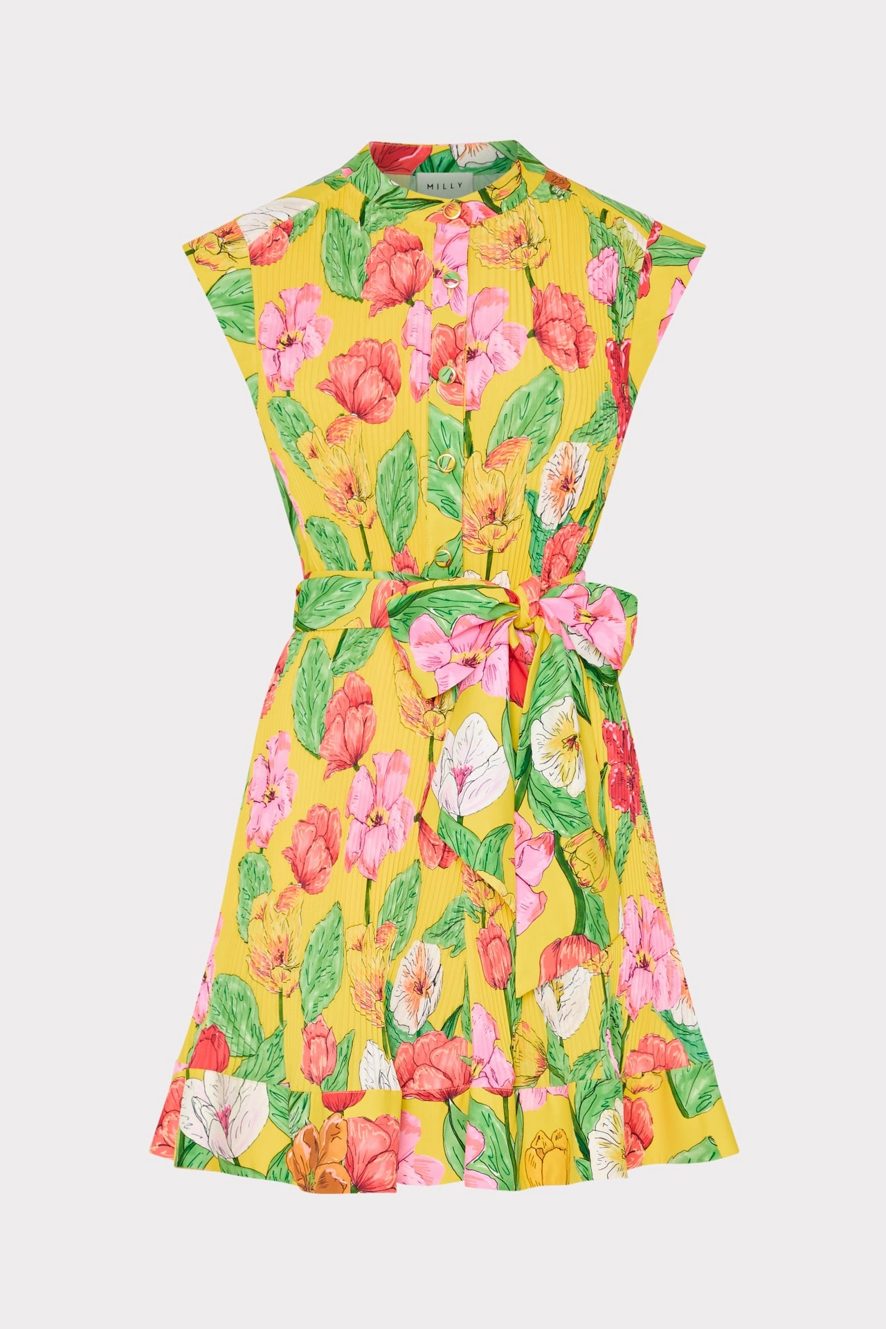 Joan Tulip Rosette Pleated Dress Casual Style Wear Trendy wrap gown
