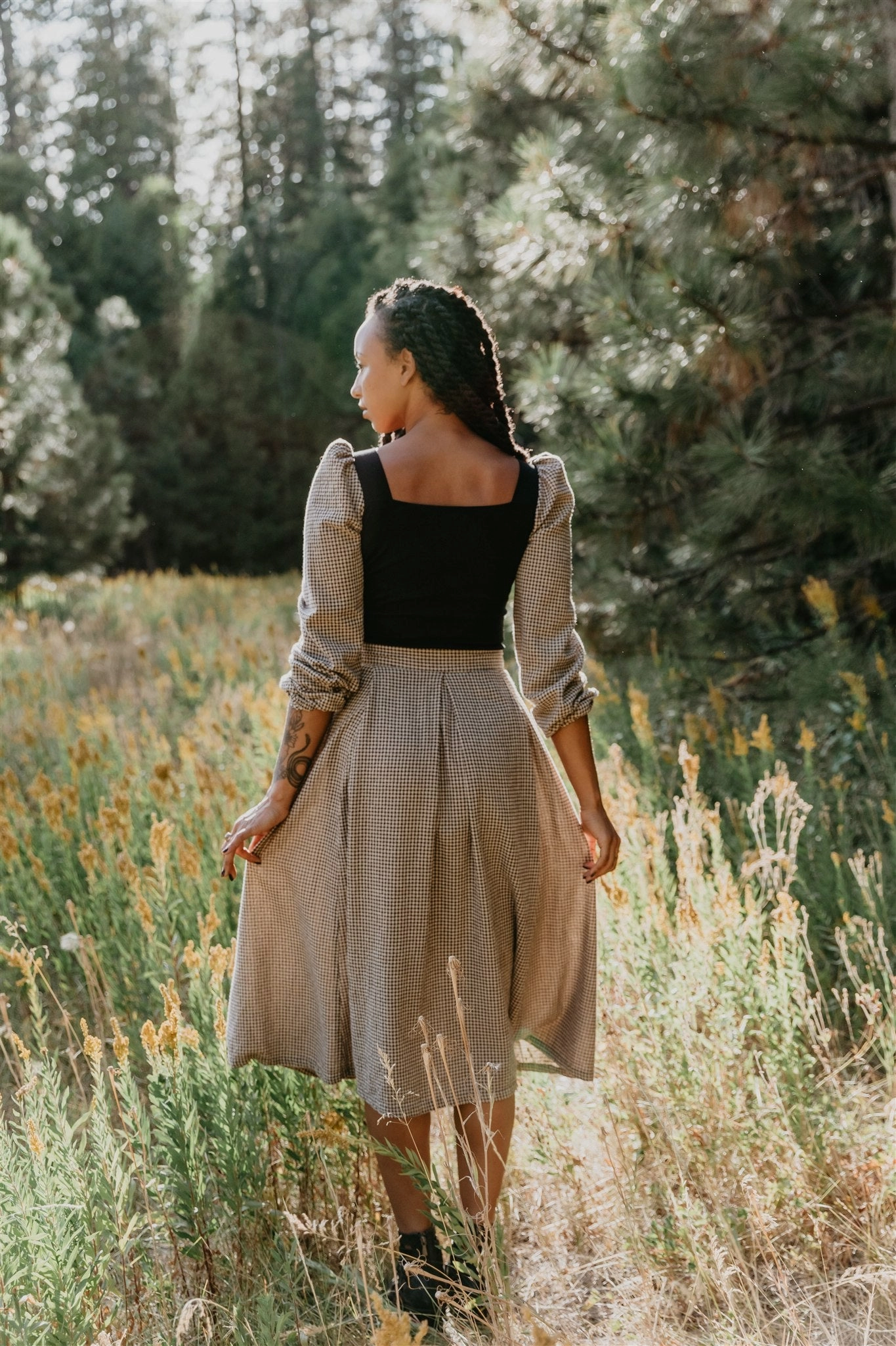 Rue Skirt in Cotton Gingham Commuter Fit Quality Fabric