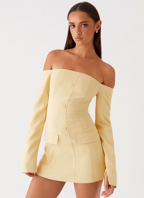 Dominique Blazer Mini Dress - Yellow Non Irritating Texture