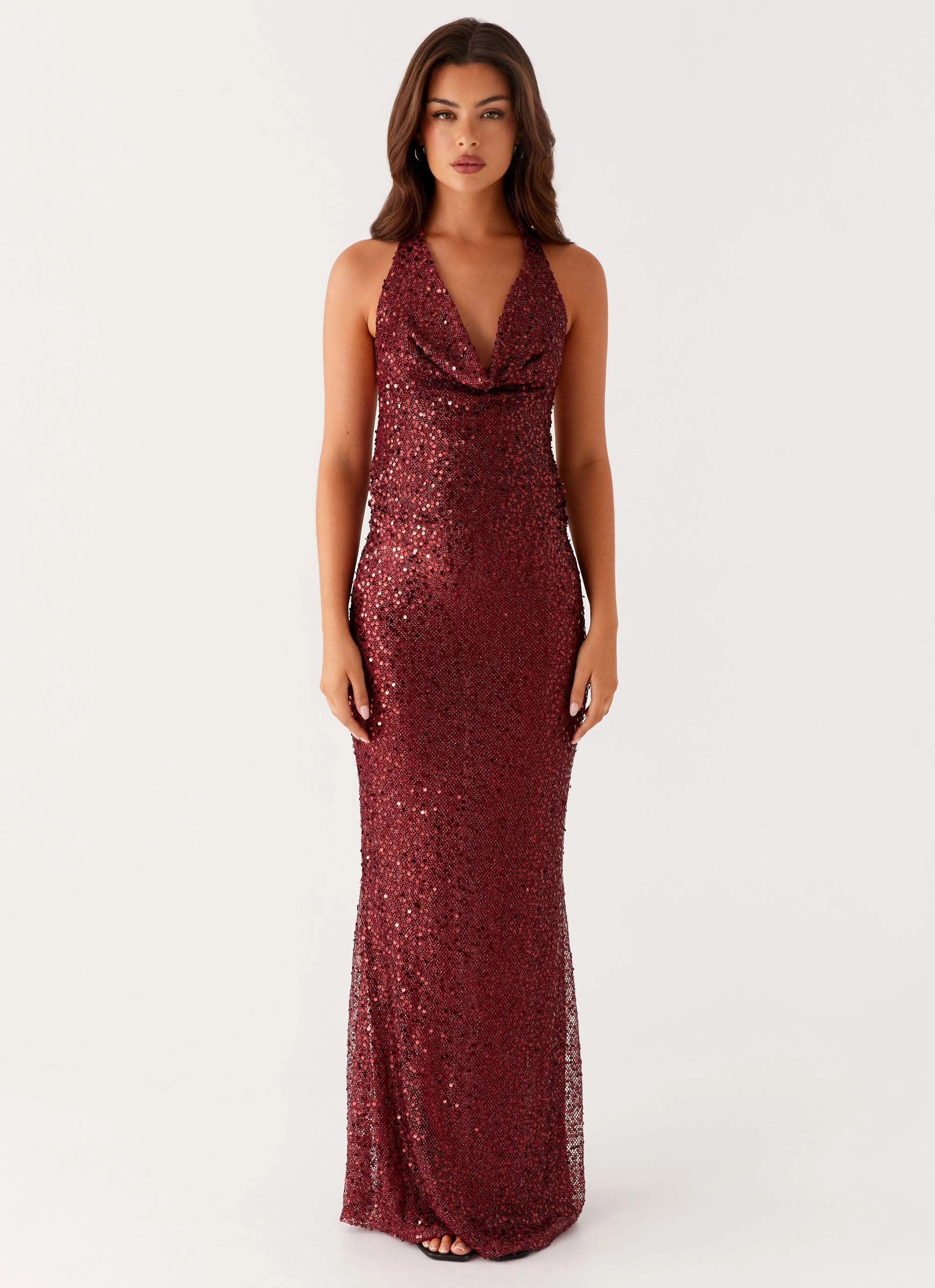 Treasured Sequin Maxi Dress - Fuchsia Soft Glide Evening Event