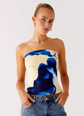 Non Iron Fabric High Stretch Fabric Dreamy Skies Strapless Top - Heirloom Floral