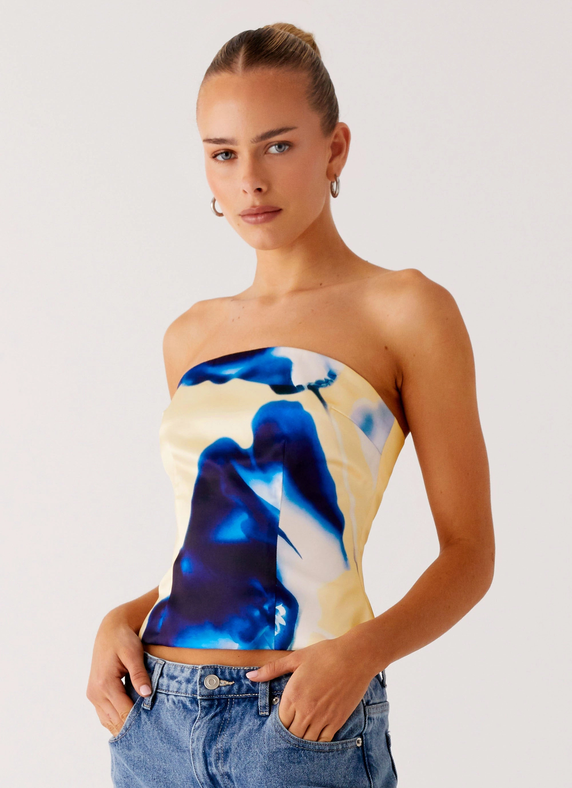 Dreamy Skies Strapless Top - Heirloom Floral Water resistant coating