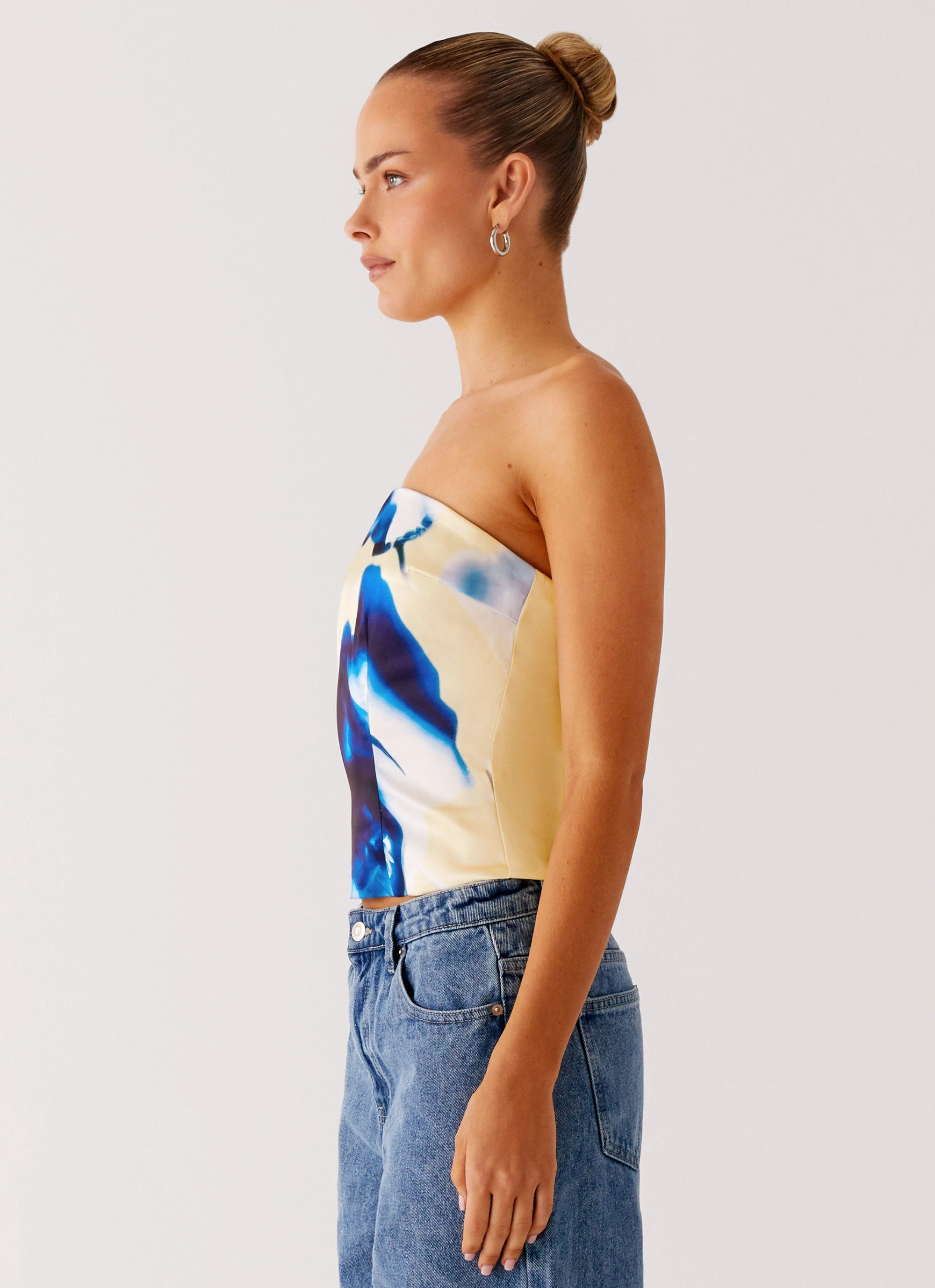 Dreamy Skies Strapless Top - Heirloom Floral Comfortable Layer Relaxed Fit Shirt