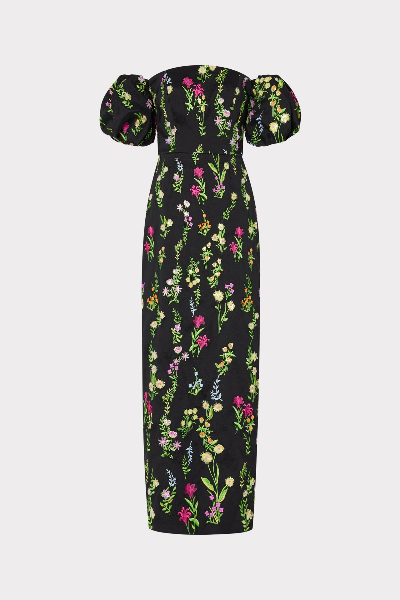 Lace-Sleeve Street Flex Nira Bloom Embroidery Off The Shoulder Dress