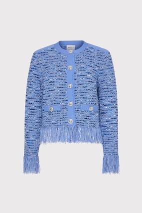 Fringe Trim Cardigan Hypoallergenic Fiber Filling