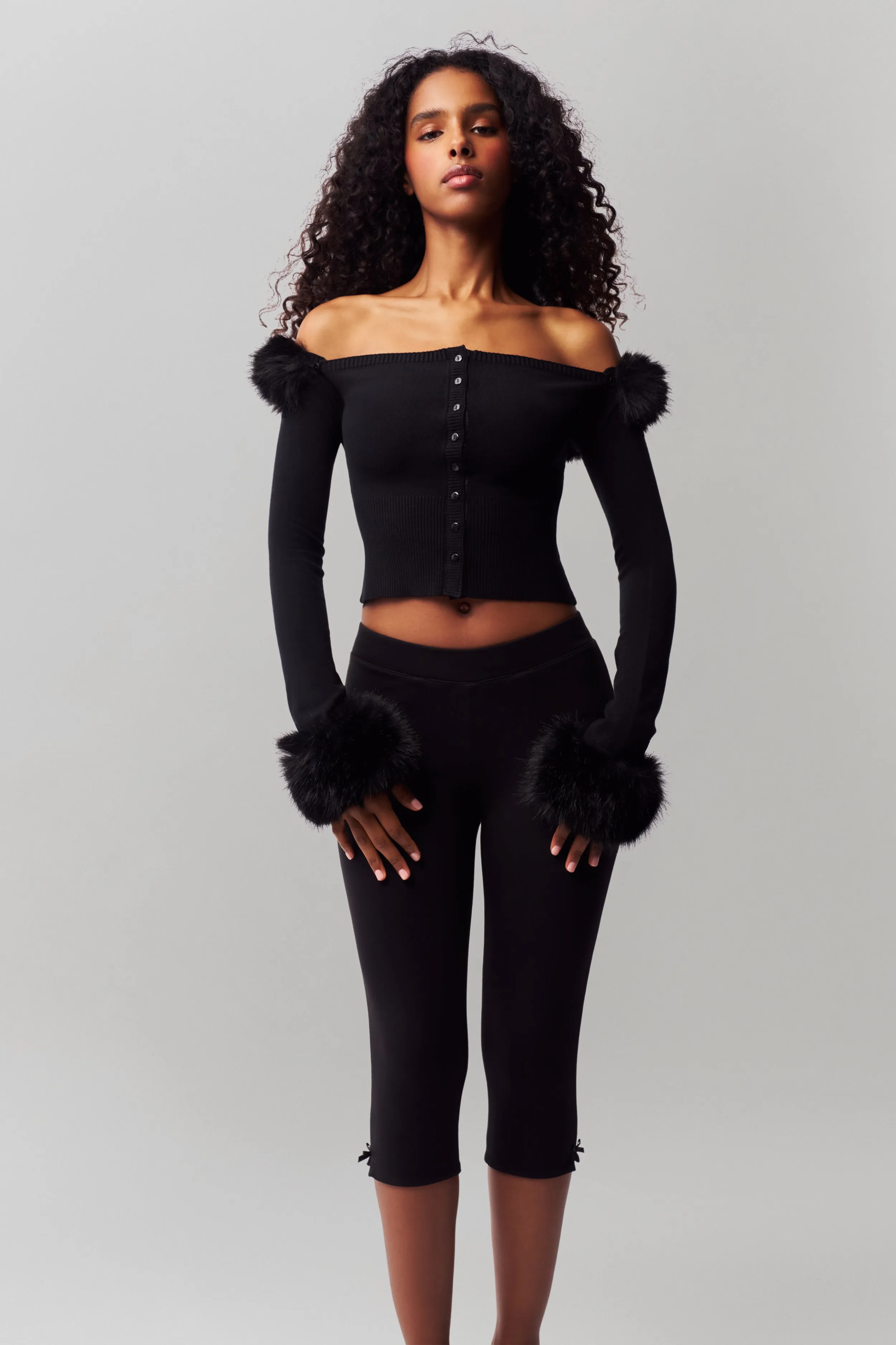 TurtleneckDesign Bonded Seam Innovation Faux Fur Cardigan