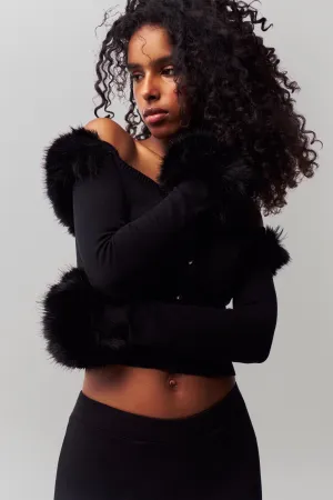 Faux Fur Cardigan Versatile Base Layer Four Way Stretch Material