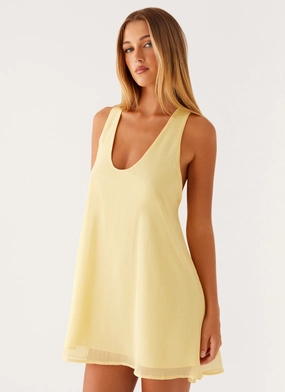 Industry Mini Dress - Pastel Yellow Breathable fabric