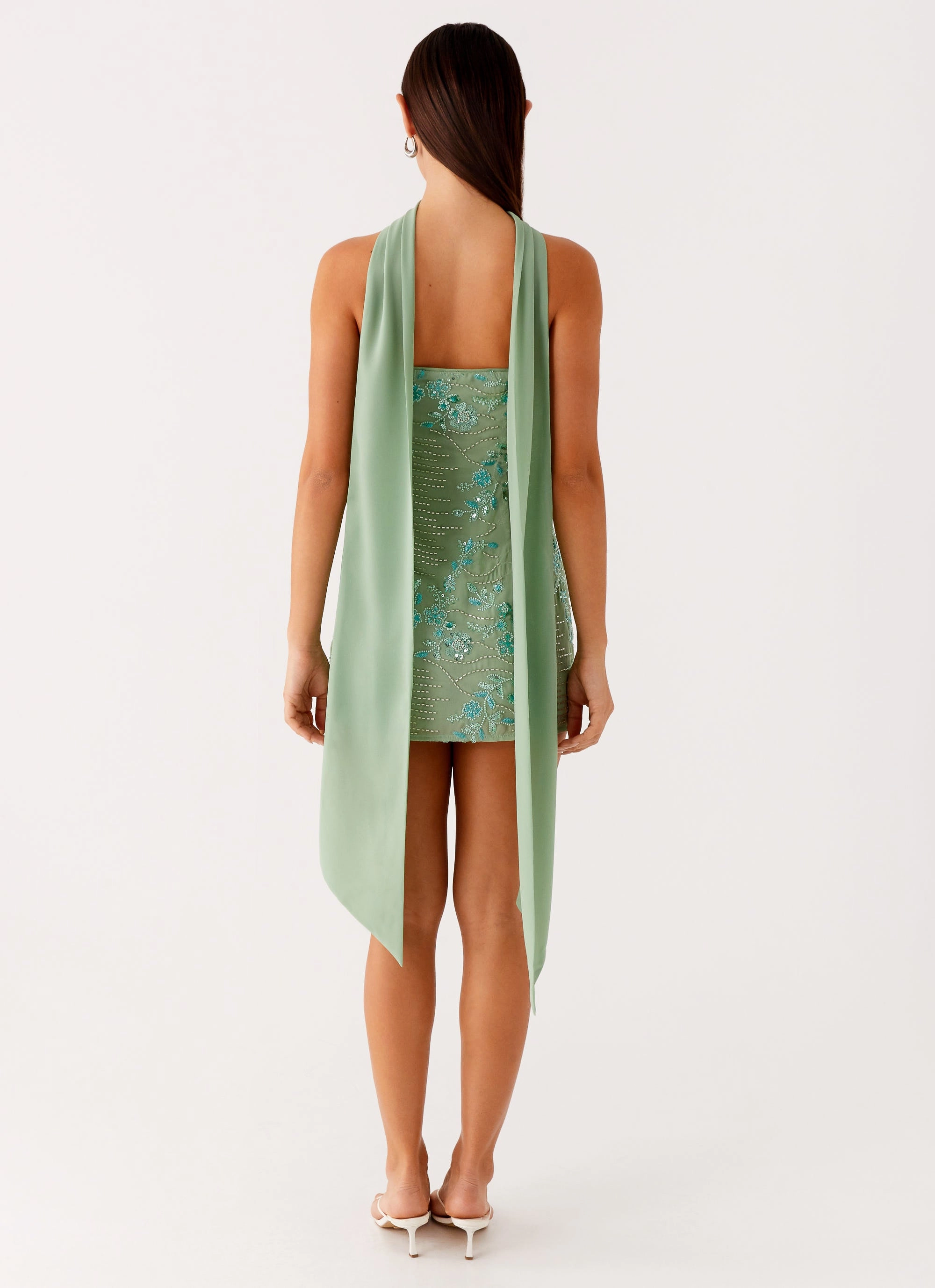 Kiesha Strapless Scarf Mini Dress - Mint Editorial Look