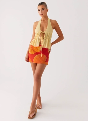 Modern Details Maxi length Breezy Palms Mini Skirt - Serene Orange