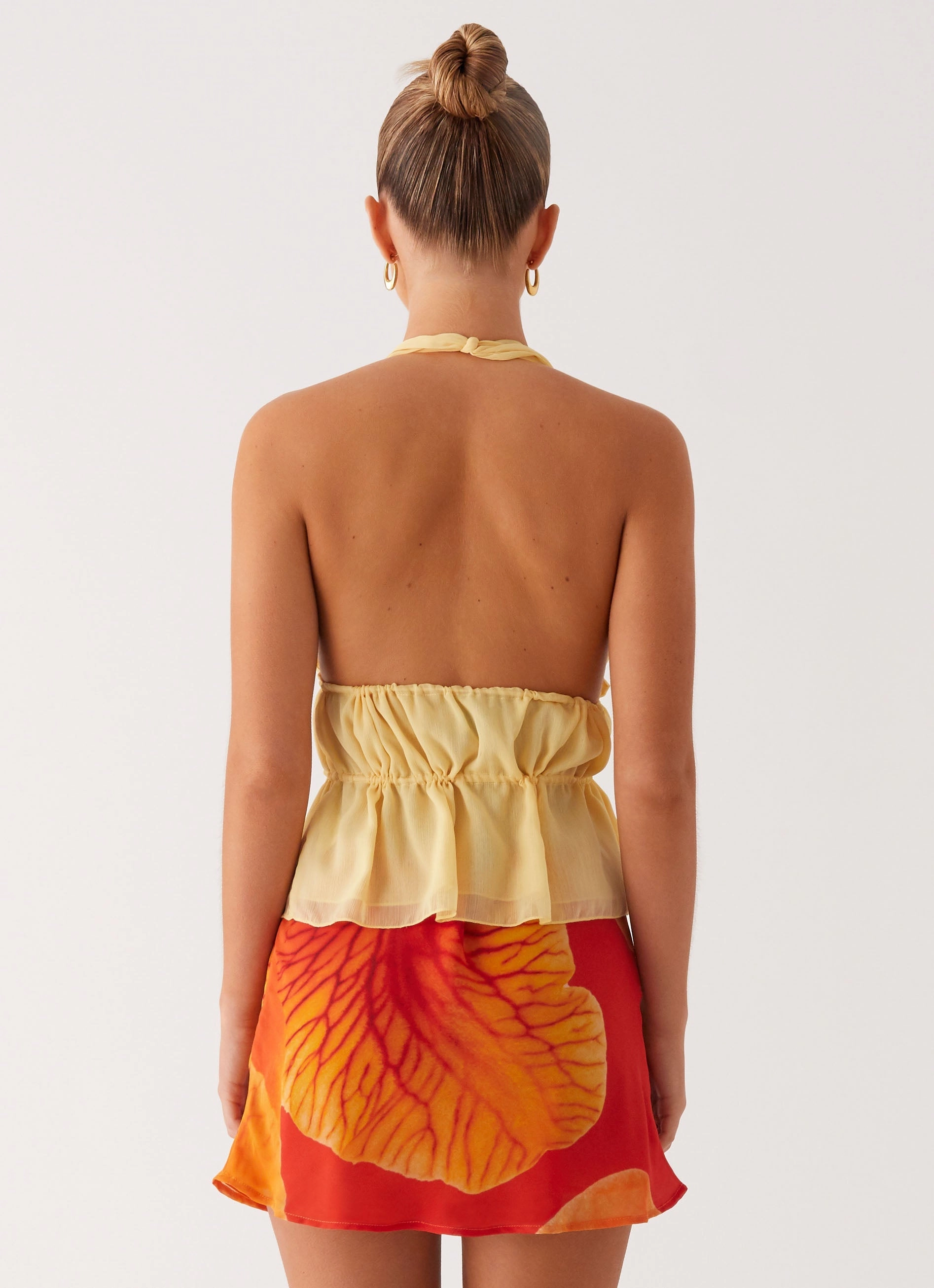 Breezy Palms Mini Skirt - Serene Orange Iconic Style Cashmere Touch