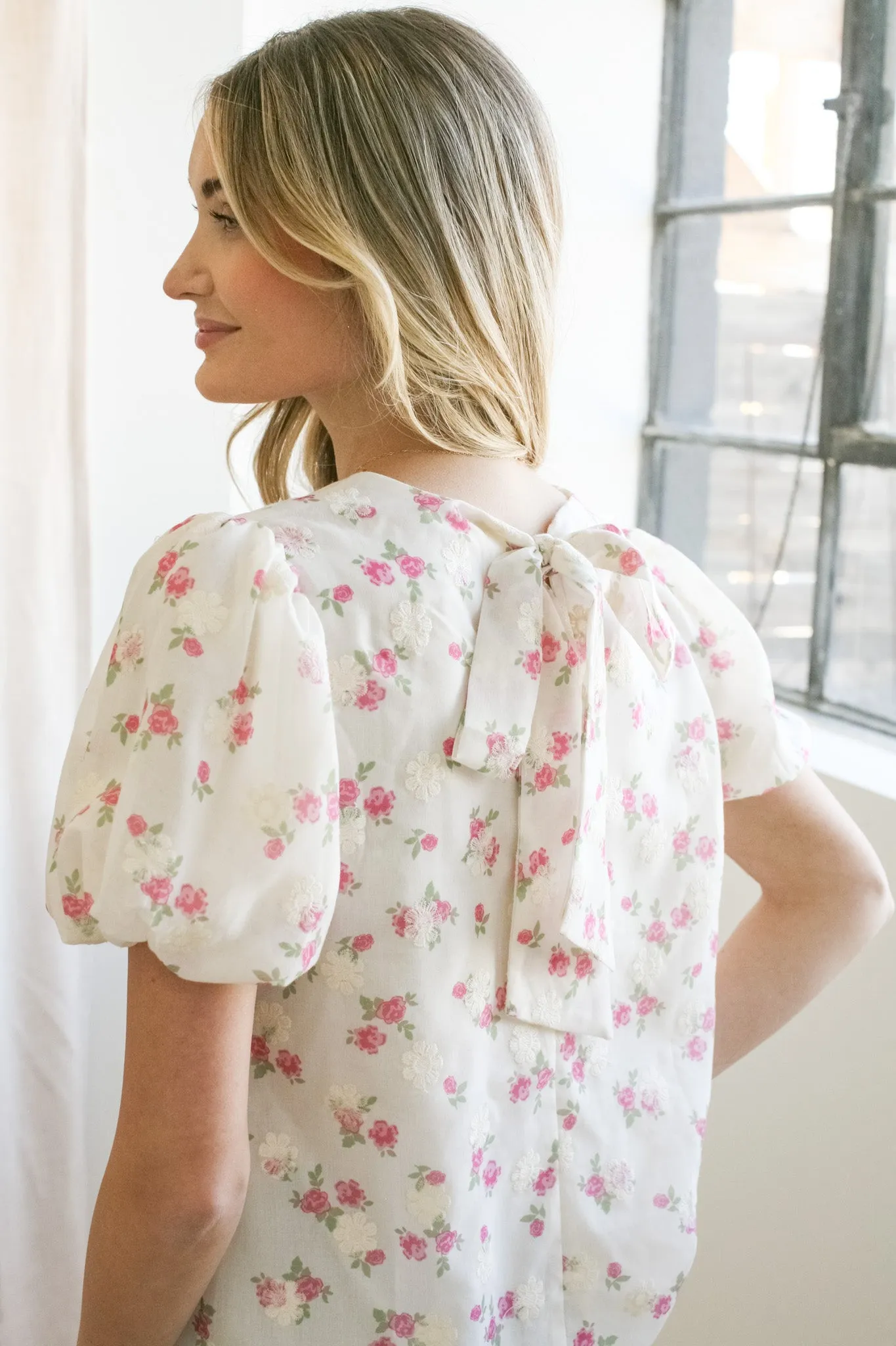 Lightweight Weave Brianna Floral Embroidered Top