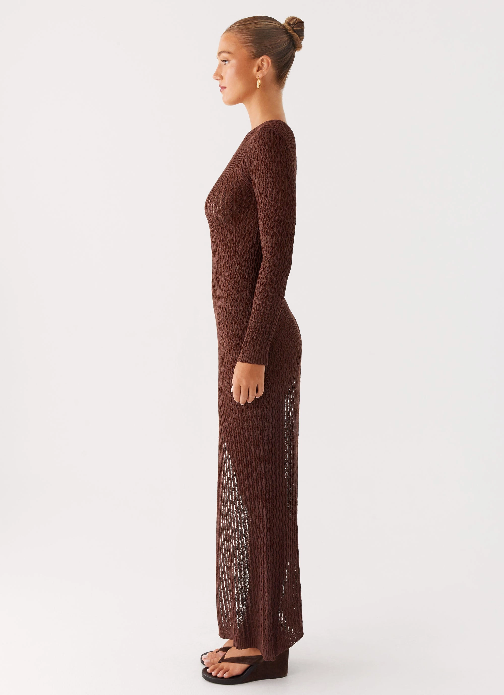Kerri Knit Maxi Dress - Dark Chocolate Modern Texture