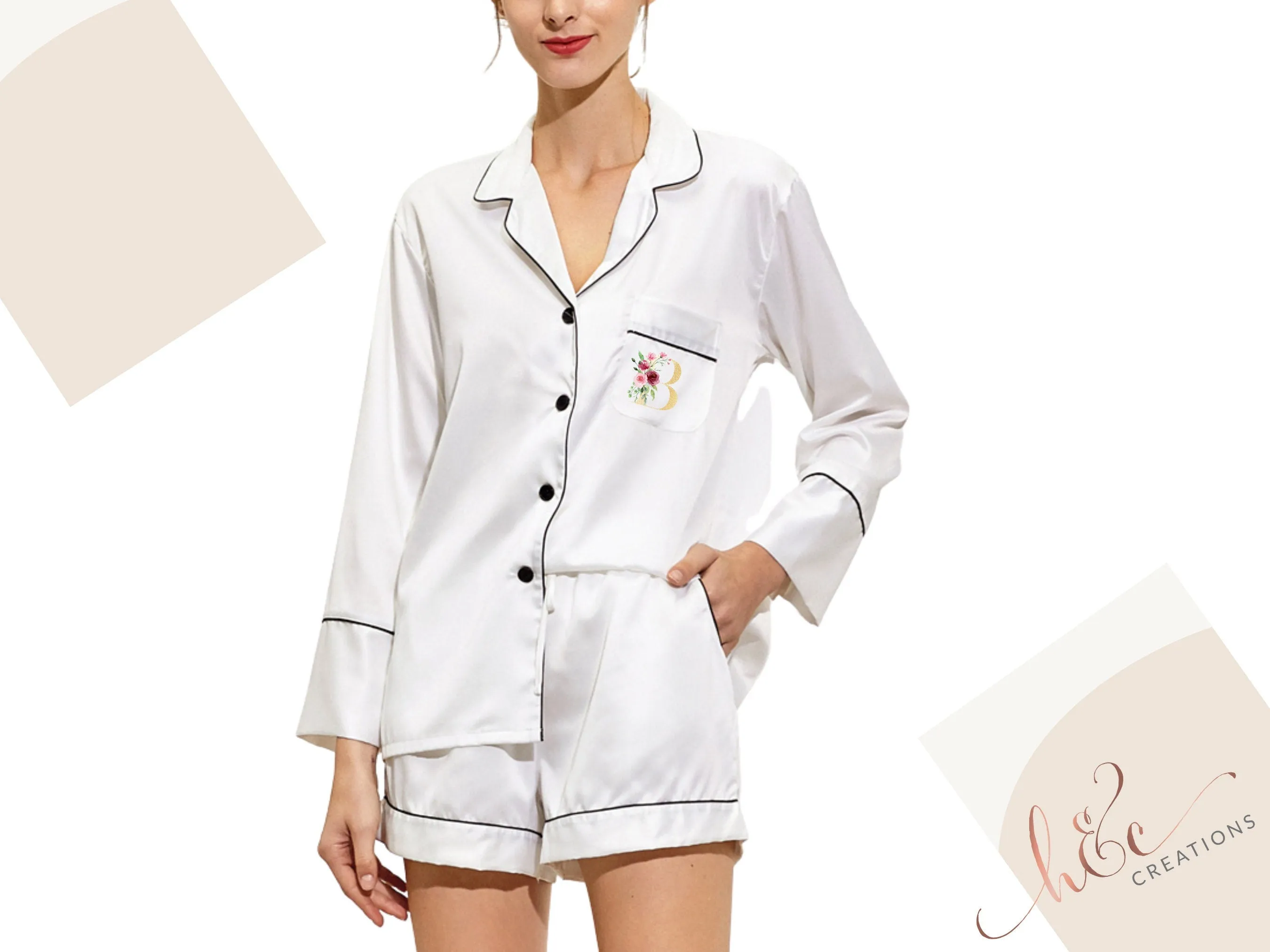 Bridesmaid Gift | Bridesmaid Pajama long Sleeve   Short Set | Pajama Set | Bridesmaid PJs | Slumber Party Pjs | Bridesmaid Gifts | Bridal PJ