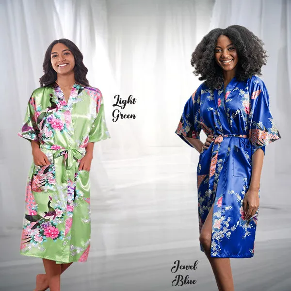 Bridesmaid Robe Set of 4, Floral, Womens Sizes 2-18, Mid Length