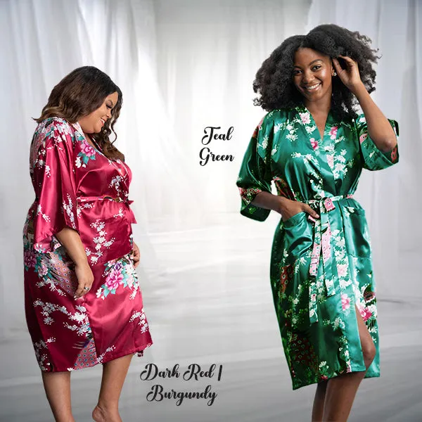 Bridesmaid Robe Set of 4, Floral, Womens Sizes 2-18, Mid Length