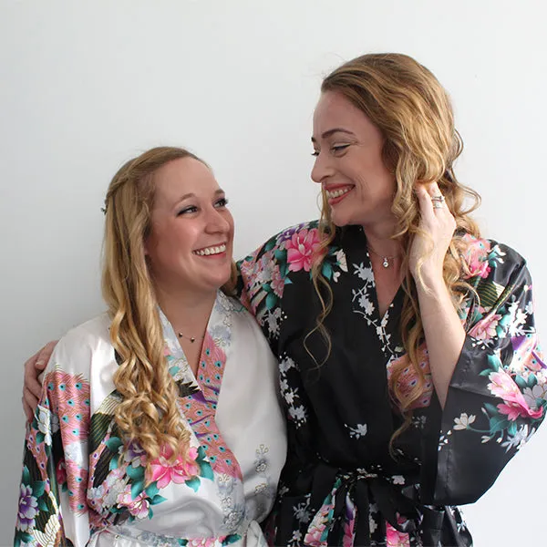 Bridesmaid Robe Set of 4, Floral, Womens Sizes 2-18, Mid Length