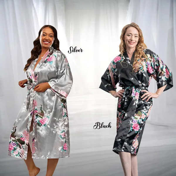 Bridesmaid Robe Set of 4, Floral, Womens Sizes 2-18, Mid Length