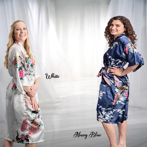 Bridesmaid Robe Set of 4, Floral, Womens Sizes 2-18, Mid Length