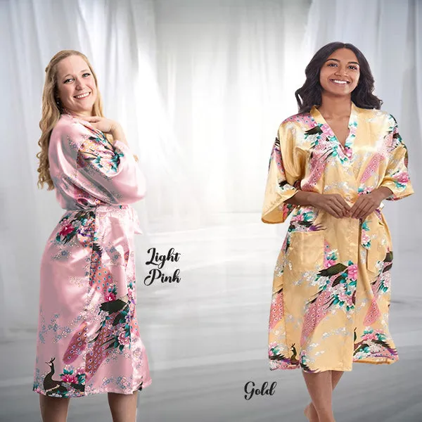 Bridesmaid Robe Set of 4, Floral, Womens Sizes 2-18, Mid Length