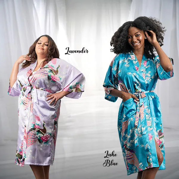 Bridesmaid Robe Set of 4, Floral, Womens Sizes 2-18, Mid Length