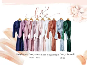 Bridesmaid Robes Satin, Triangle Lace Satin Wedding Party Robes, Monogram Silk Kimono, Lace Trimmed Robes White
