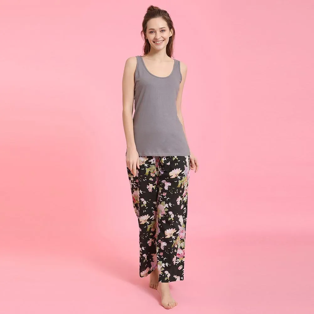 Bridgette Black Cotton Pajama Pants