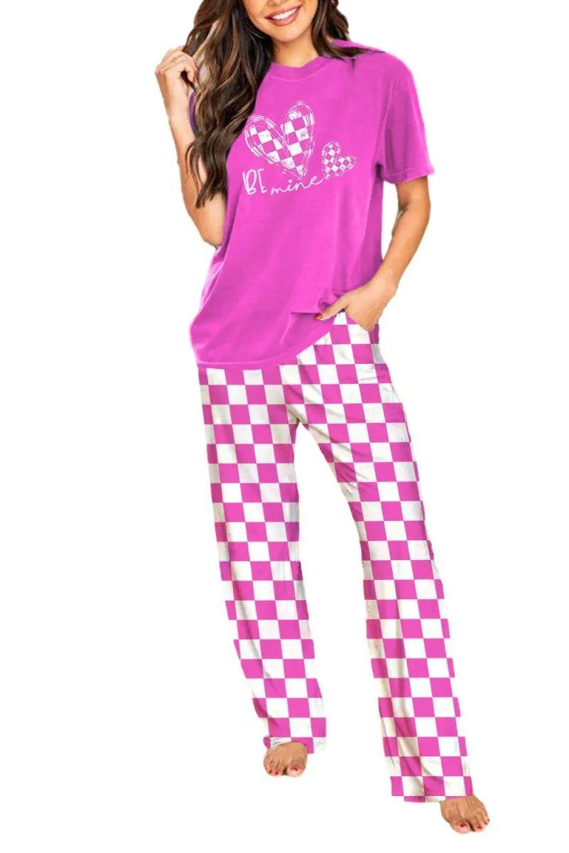 Bright Pink Valentine Lounge Pants Set