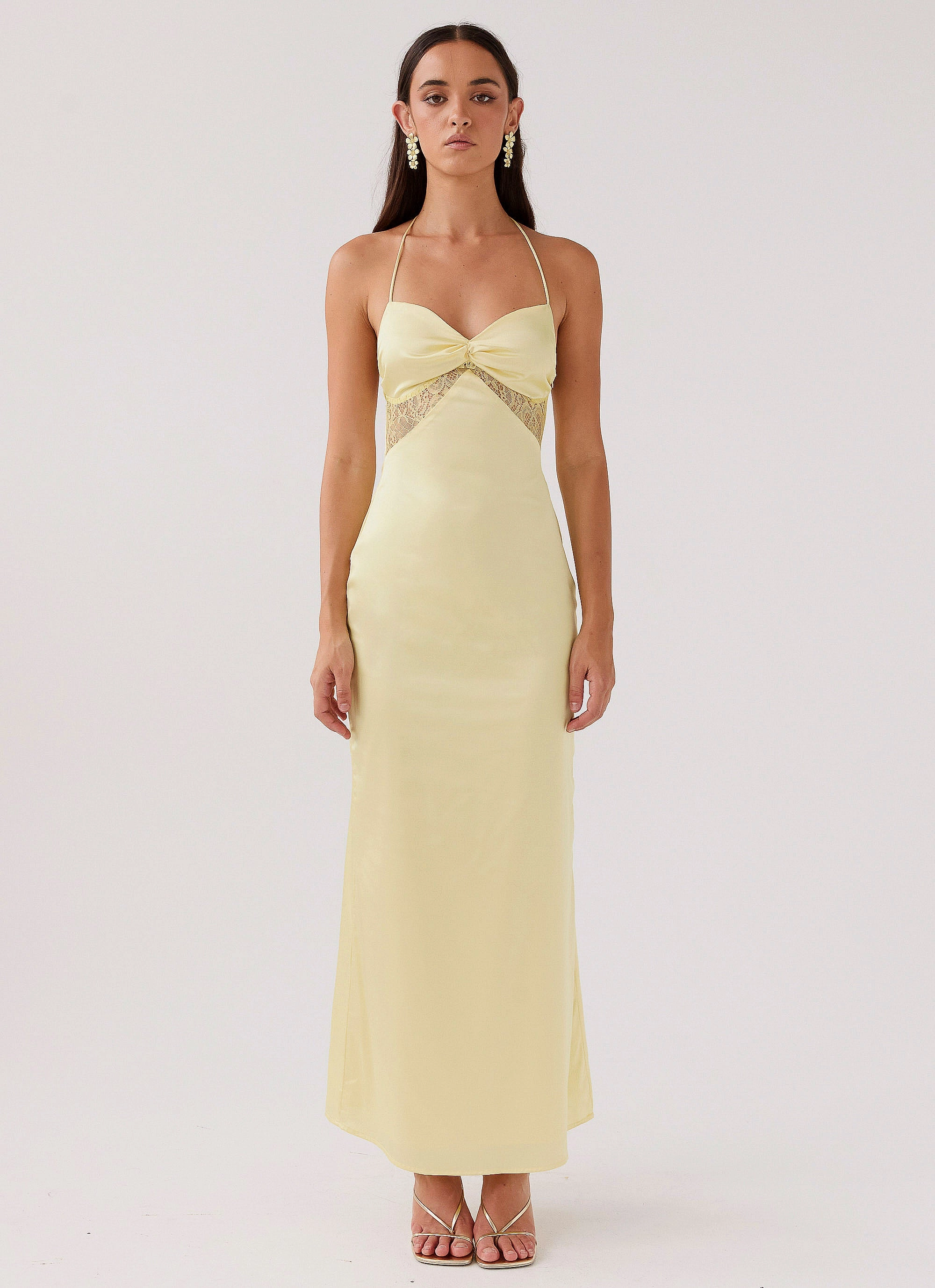 Dream Sight Lace Satin Maxi Dress - Lemon All-Season Comfort