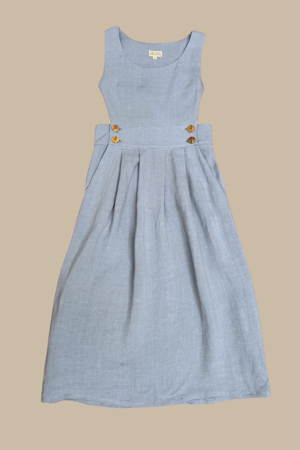 All weather Chic Waist Design Brigid Jumper in BB Blue Texture Cotton