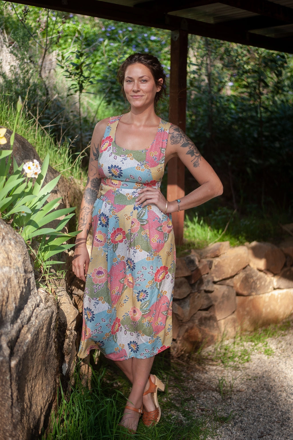 boho vibe Chic Ensemble Brigid Jumper in Patchwork Party