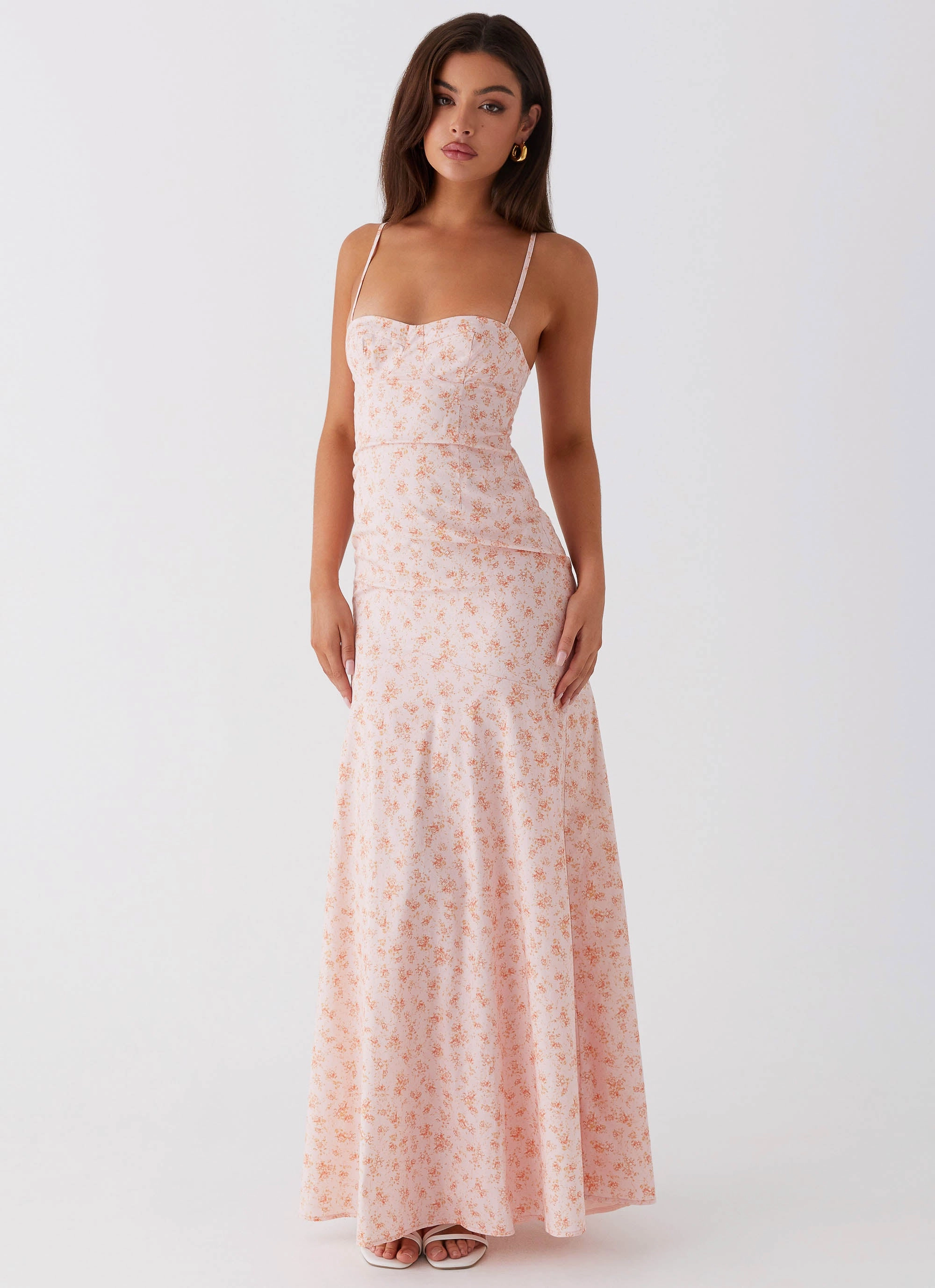 Britney Maxi Dress - Pink Ditsy Floral Modern and Feminine