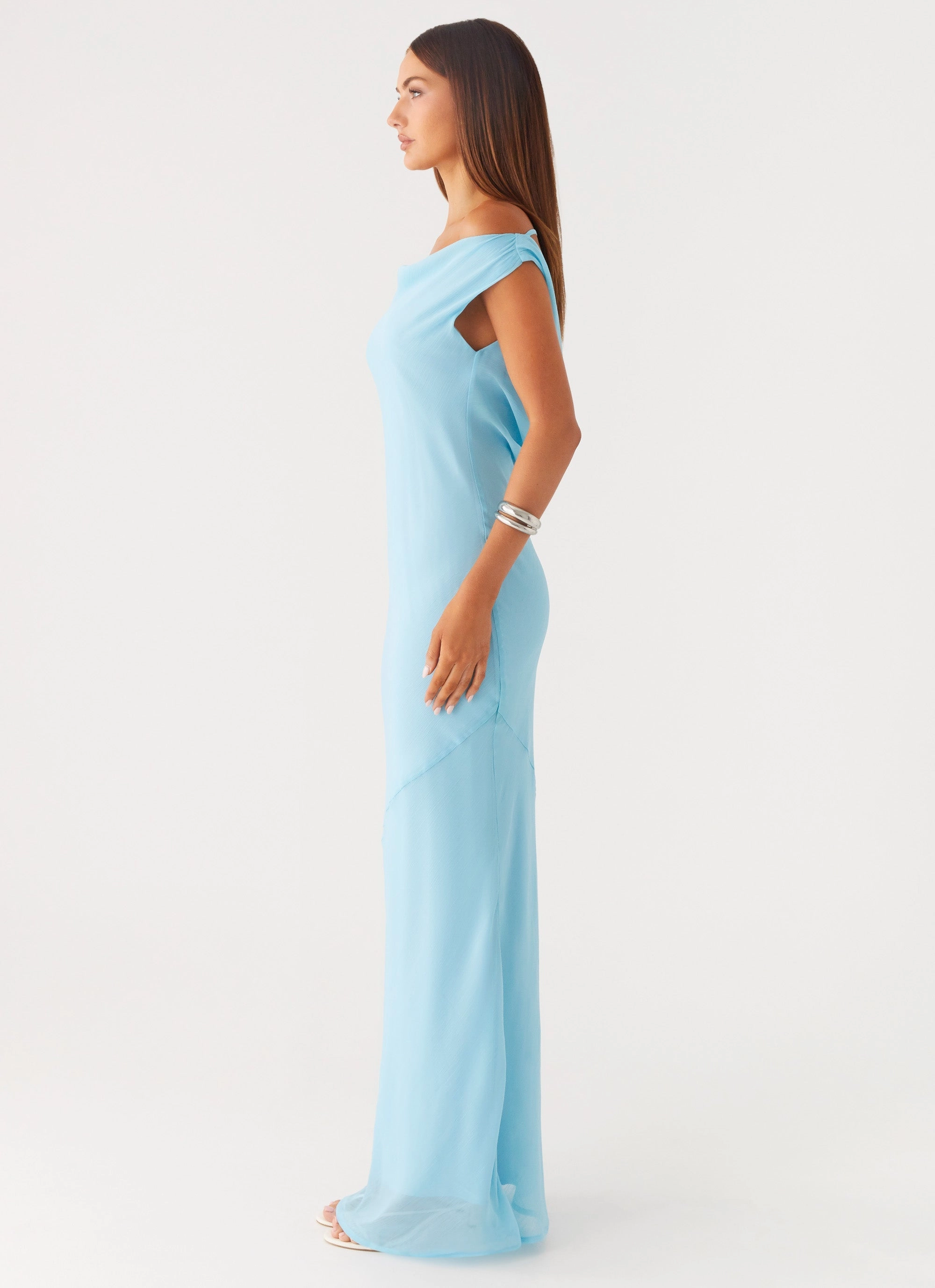 Brittany Chiffon Maxi Dress - Turquoise AdjustableStraps
