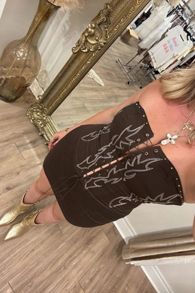 Soft Colorway Broncette Mini Dress- Brown