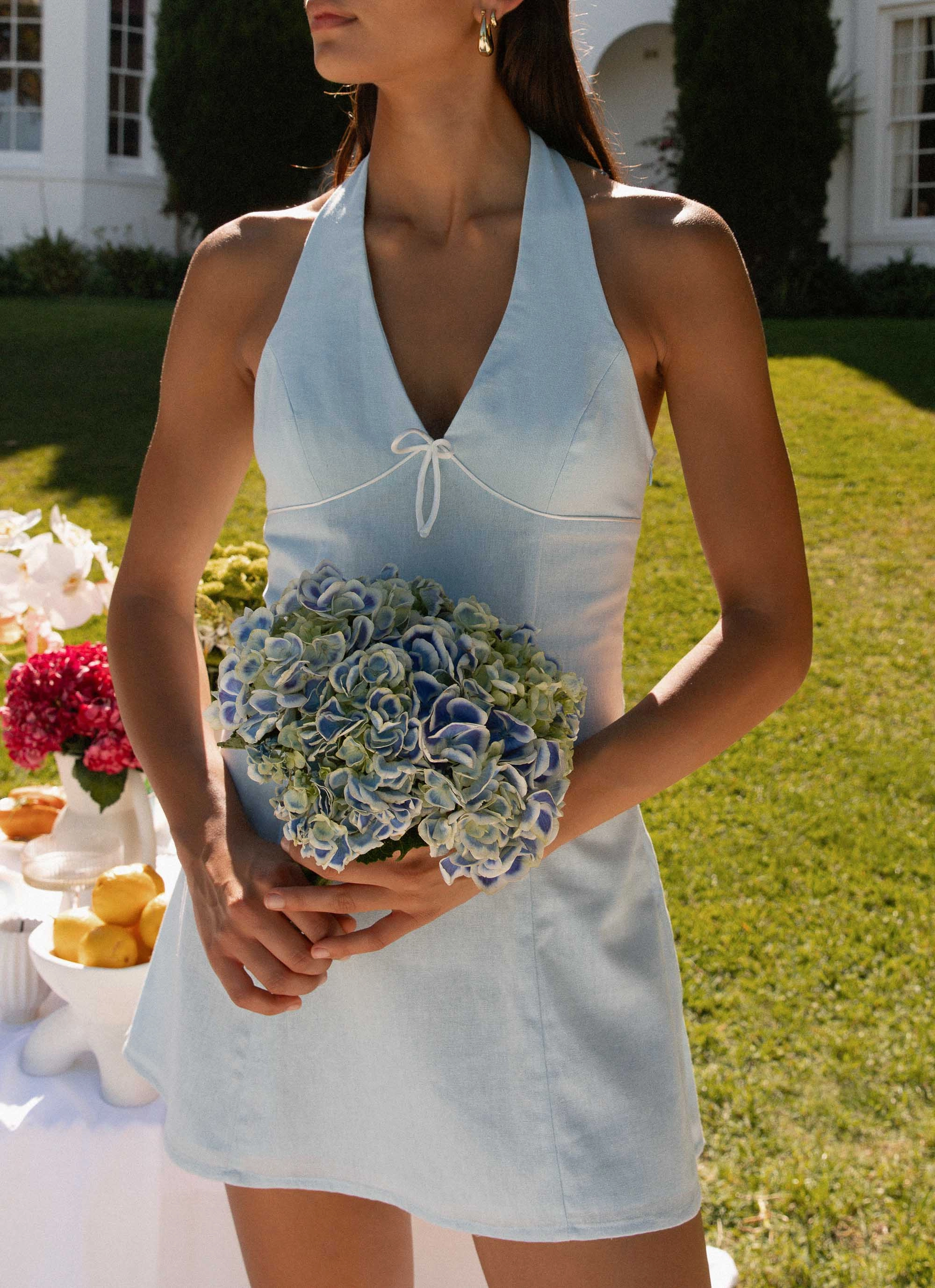 Bronte Mini Dress - Blue High Waist