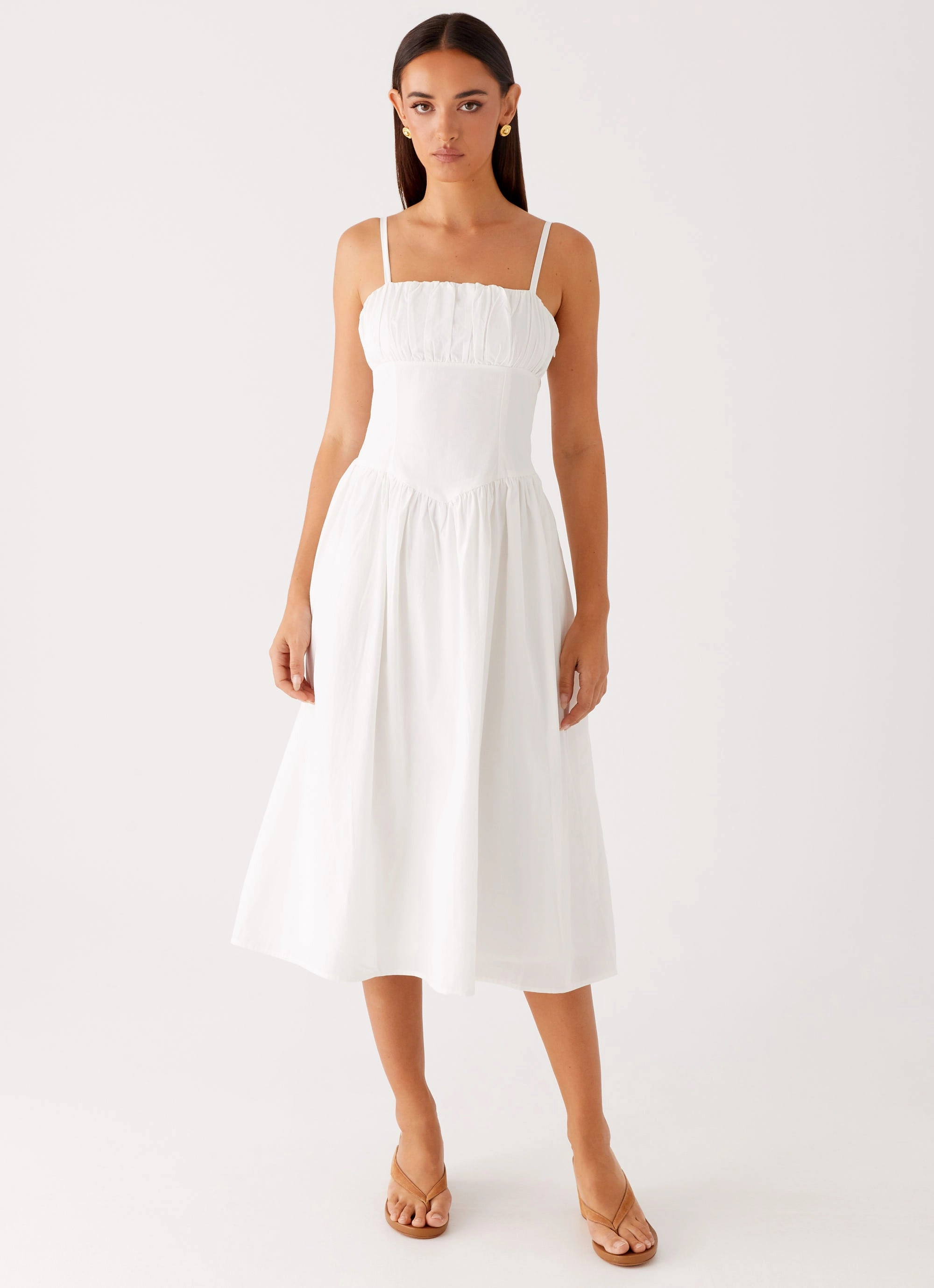 Fashionable Cut Phillipa Midi Dress - White
