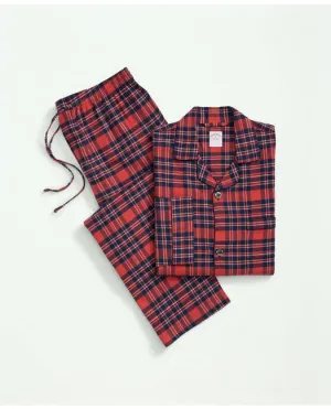 Brooks Brothers Men's Cotton Flannel Plaid Pajamas Red