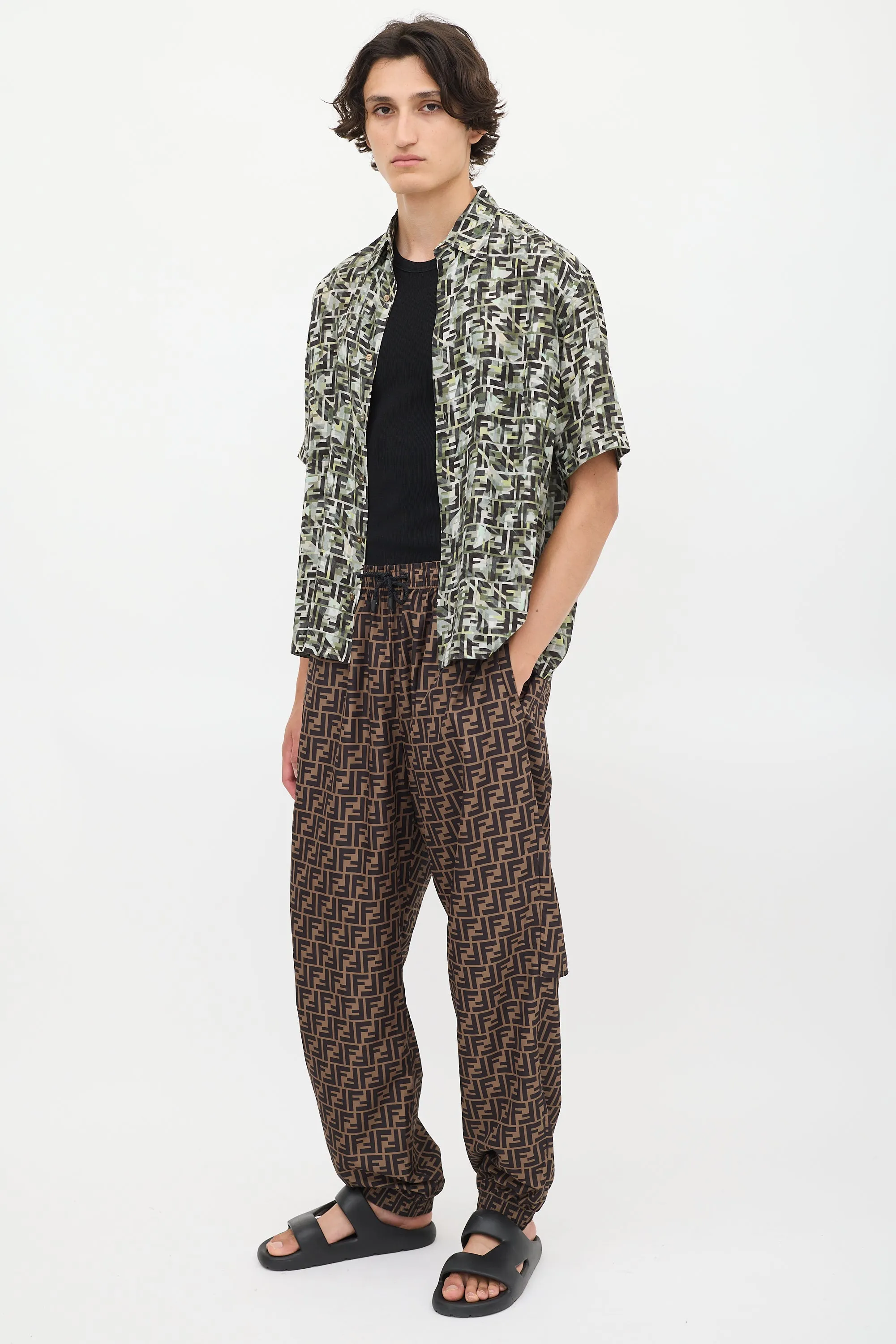 Brown & Black Forever Fendi FF Monogram Lounge Pants