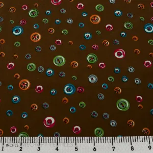 Brown Multi Buttons Cotton Print
