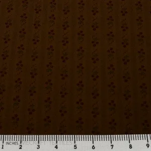 Brown Posy Stripe Cotton Print