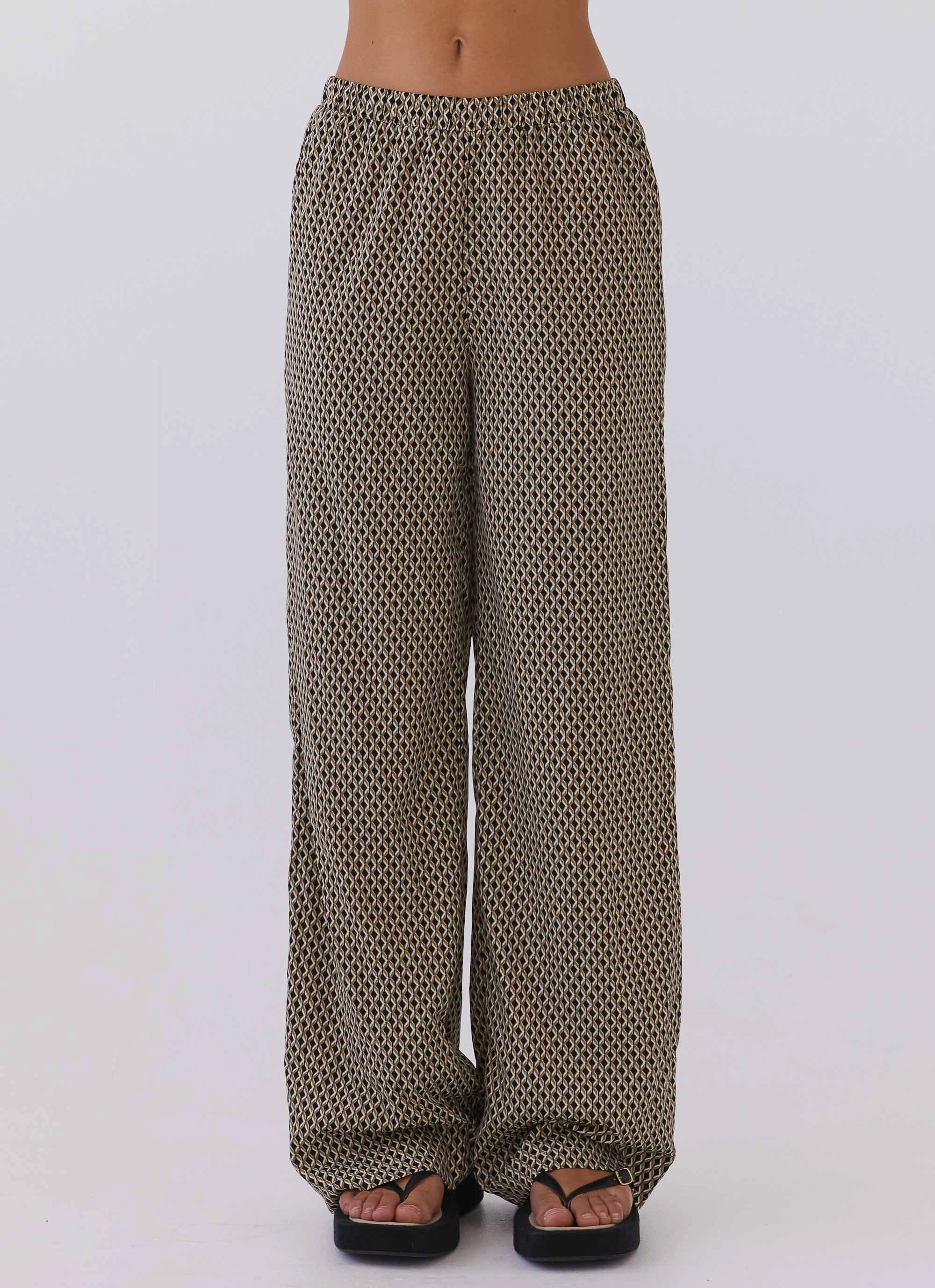 Smart Motion Work Flex Bruno Wide Leg Pants - Brown Geo