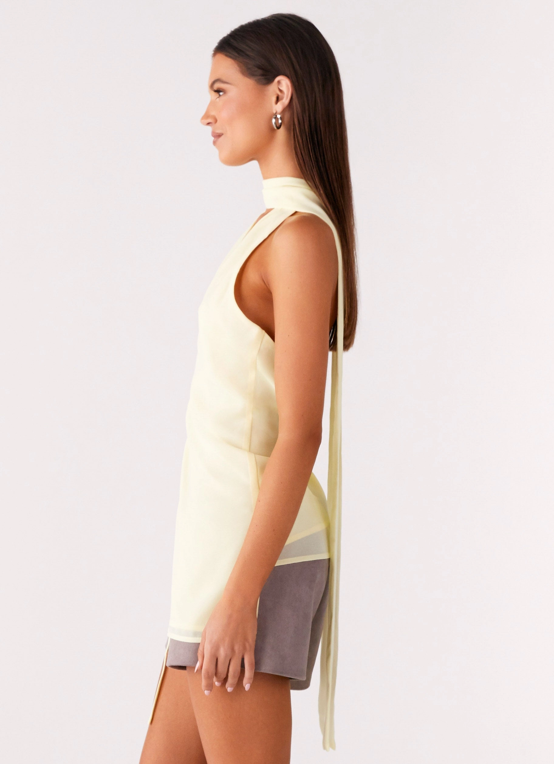 ContrastTipping EasyCareMaterial Solari Scarf Top - Yellow