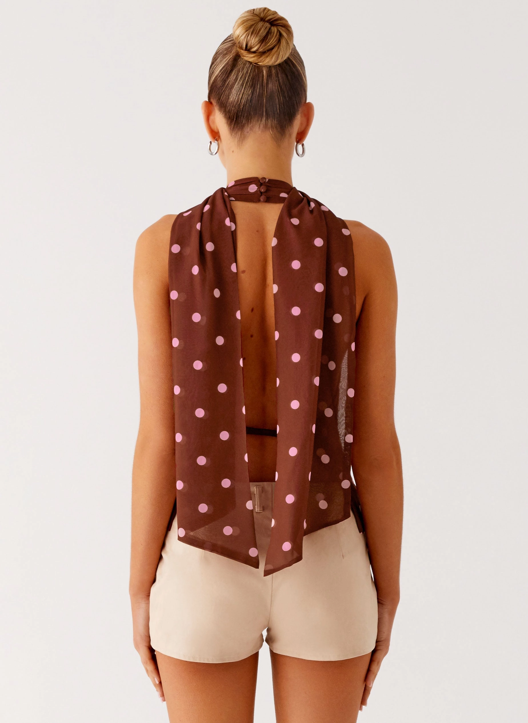 TaglessComfort Tagless Neckline Stealing Love Scarf Top - Chocolate Strawberry Dot