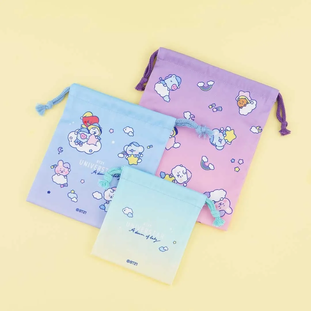 BT21 Sweet Dreams Drawstring Pouch Set - 3 pcs