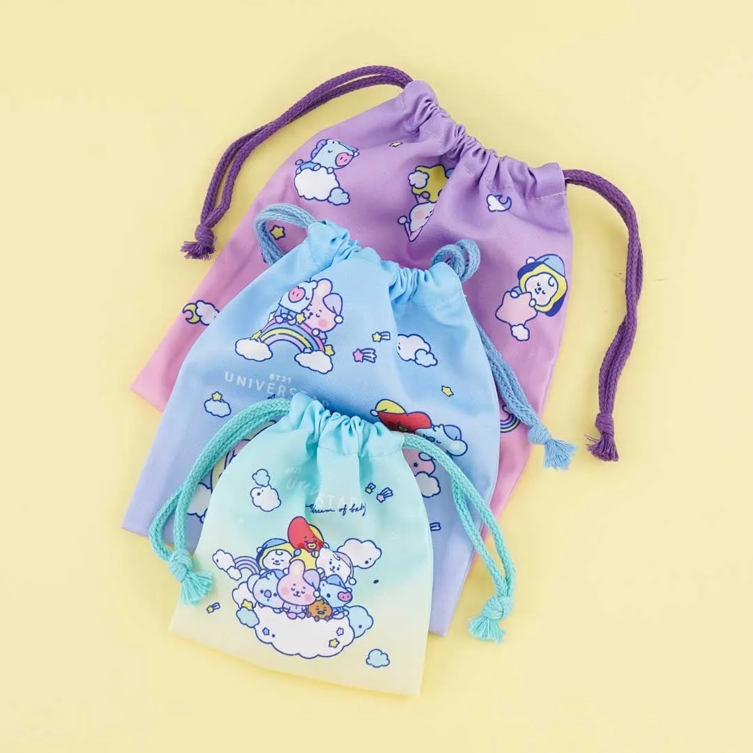 BT21 Sweet Dreams Drawstring Pouch Set - 3 pcs