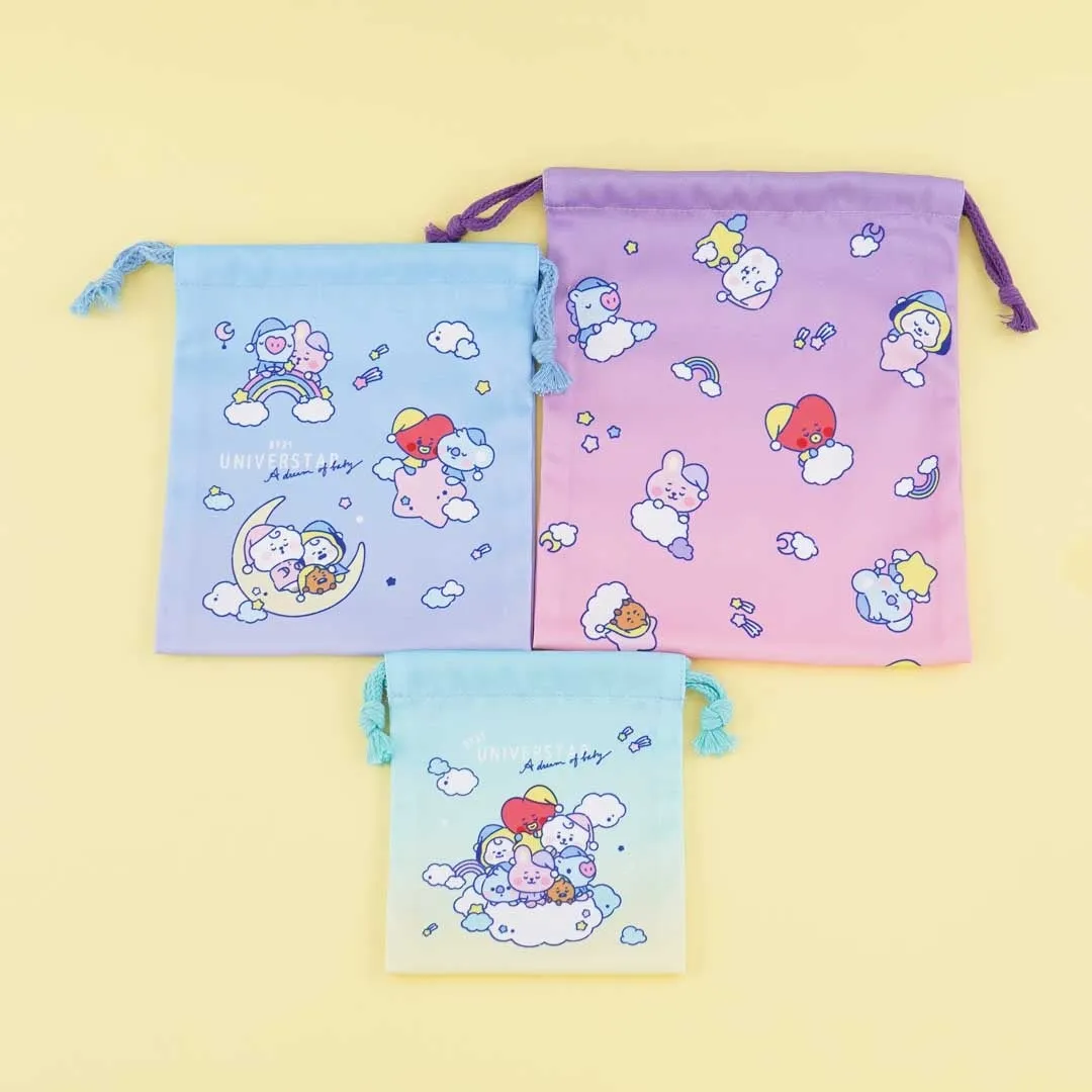 BT21 Sweet Dreams Drawstring Pouch Set - 3 pcs